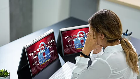 Ransomware Malware Attack. Business Computer Hacked