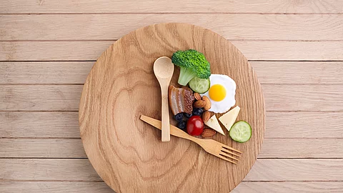 Intermittent fasting. Healthy breakfast, diet food concept. Orga
