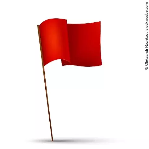 Red flag on the white background