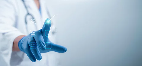 Medical worker with medical digital guarantee checkmark, business checking quality assurance QA or QC management, certification Standardization, certification. Compliance to regulations service.