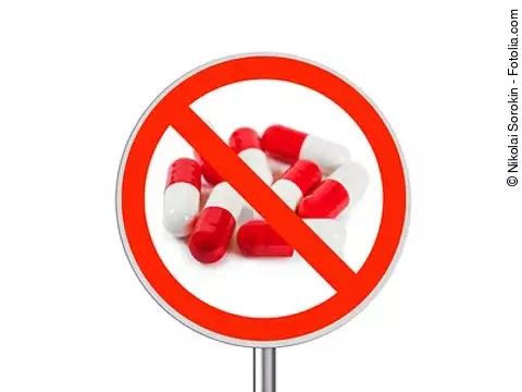 Schild auf dem Tabletten abgebildet sind