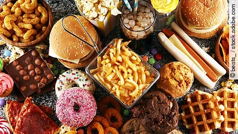 Unhealthy products. food bad for figure, skin, heart and teeth.