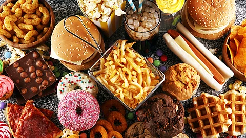 Unhealthy products. food bad for figure, skin, heart and teeth.