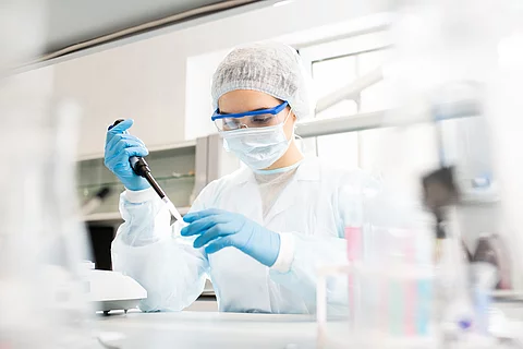 Microbiologist at work